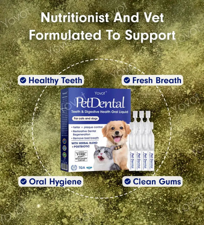 🐶🐱Yovot® Pet Dental & Digestive Health Oral Liquid – odświeża oddech, usuwa kamień nazębny, wspiera regenerację dziąseł i stabilizuje zęby (dla psów i kotów) – Oszczędź 70% dzisiaj!