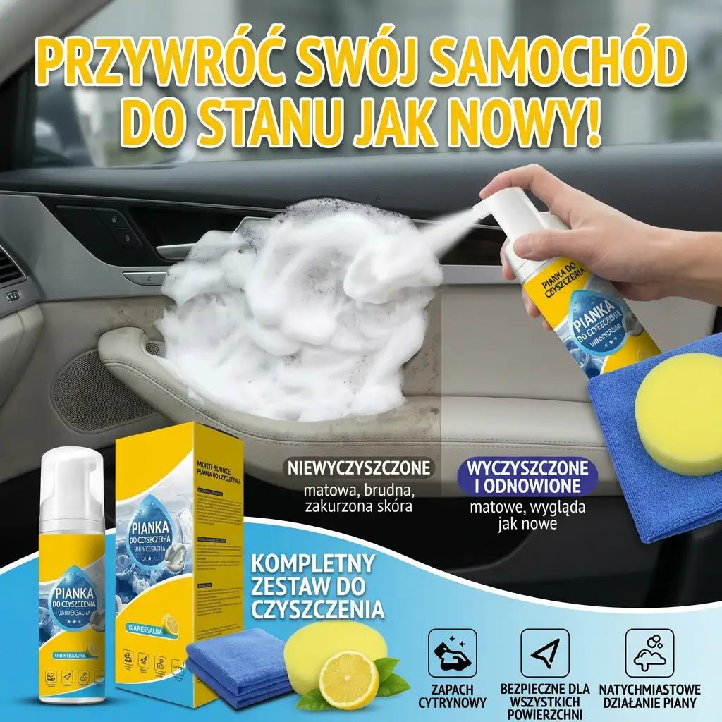 ⏳ OSTATNI DZIEŃ -80% 💥 Wieloenzymatyczna pianka czyszcząca 4w1 — Usuwanie plam bez szorowania do auta i domu ✨