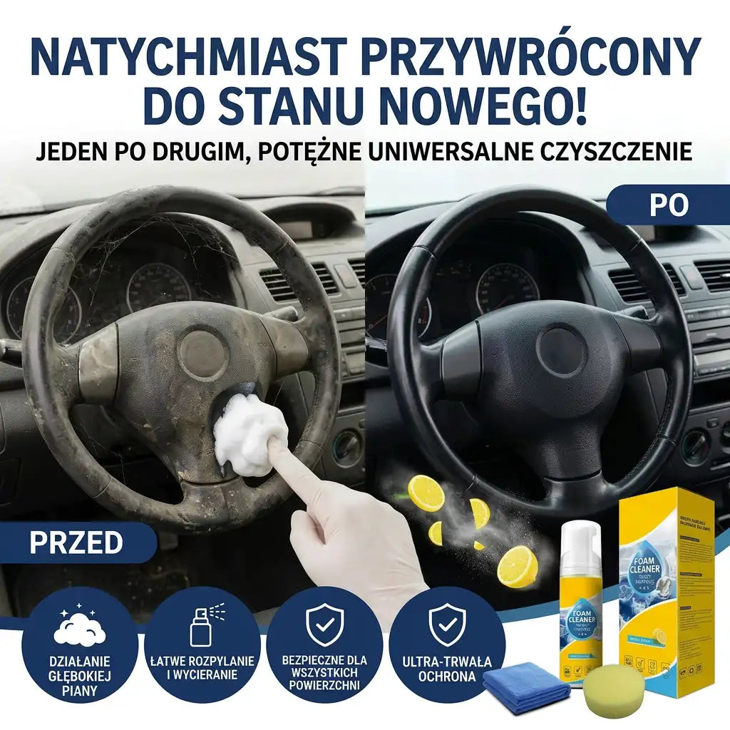 ⏳ OSTATNI DZIEŃ -80% 💥 Wieloenzymatyczna pianka czyszcząca 4w1 — Usuwanie plam bez szorowania do auta i domu ✨