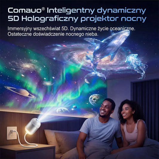 Projektor Gwiazd Holograficzny 5D Comauo® — Inteligentne, dynamiczne światło do pokoju dziecięcego i sypialni 🧸